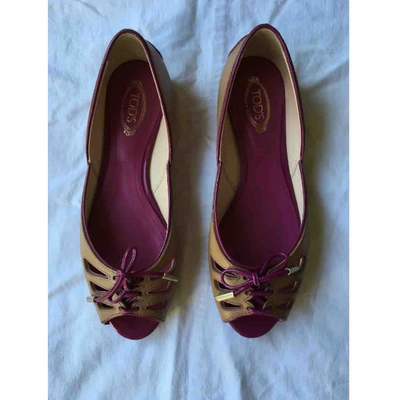 Pre-owned Tod's Leather Ballet Flats In Brown