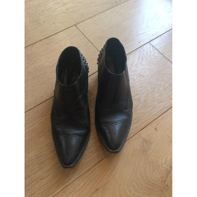 Pre-owned Sandro Black Leather Ankle Boots