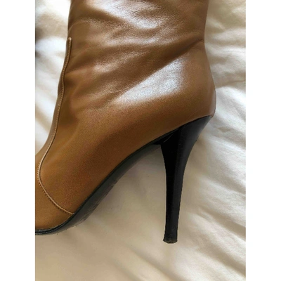 Pre-owned Rodolphe Menudier Leather Ankle Boots In Camel