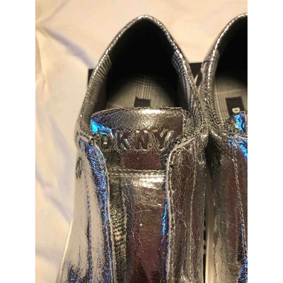 Pre-owned Dkny Glitter Trainers In Silver