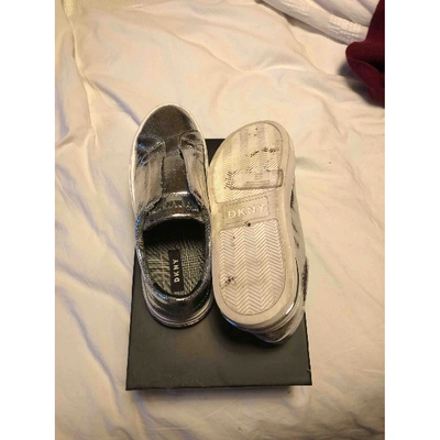 Pre-owned Dkny Glitter Trainers In Silver