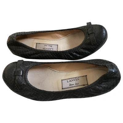 Pre-owned Lanvin Leather Ballet Flats In Black