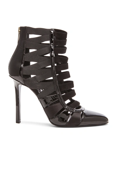 Tamara Mellon Corset Patent Leather & Elasticized Point-toe Booties In Black