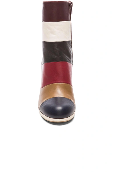 Shop Valentino Multicolor Leather Booties In Cognac, Marine & Scarlet