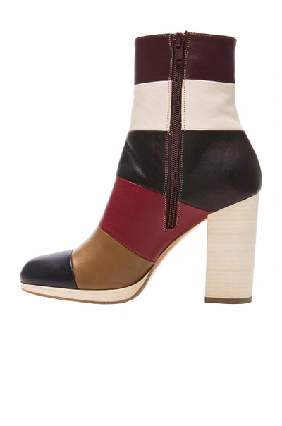 Shop Valentino Multicolor Leather Booties In Cognac, Marine & Scarlet