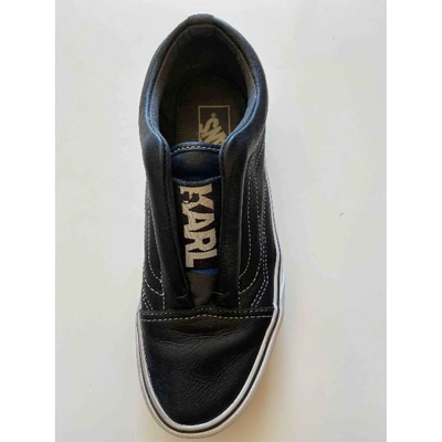 Pre-owned Karl Black Leather Trainers