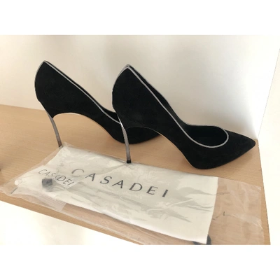 Pre-owned Casadei Black Suede Heels