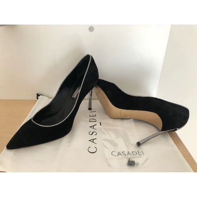 Pre-owned Casadei Black Suede Heels