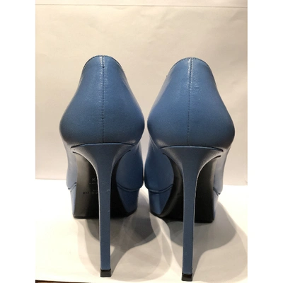Pre-owned Saint Laurent Janis Blue Leather Heels