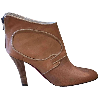 Pre-owned Emanuel Ungaro Camel Leather Ankle Boots