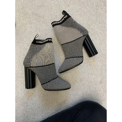 Pre-owned Ferragamo Cloth Ankle Boots In Grey