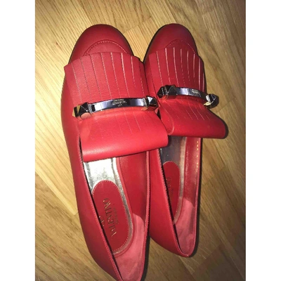 Pre-owned Valentino Garavani Red Leather Flats