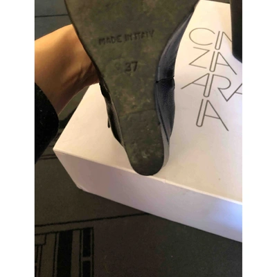 Pre-owned Cinzia Araia Leather Open Toe Boots In Black