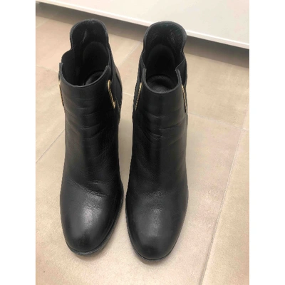 Pre-owned Lella Baldi Leather Ankle Boots In Black
