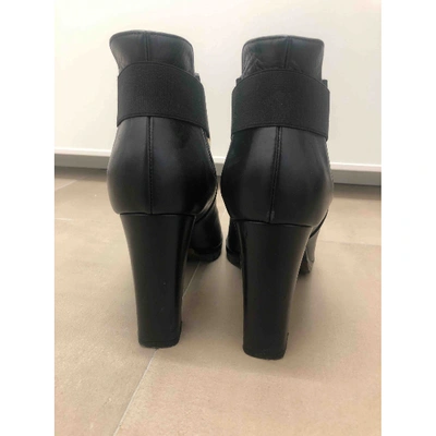 Pre-owned Lella Baldi Leather Ankle Boots In Black