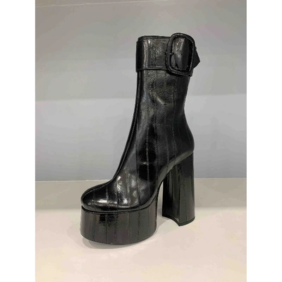 Pre-owned Saint Laurent Billy Black Eel Ankle Boots