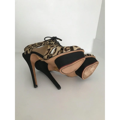CHARLOTTE OLYMPIA Pre-owned Pony-style Calfskin Heels In Beige