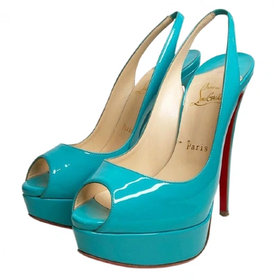 Pre-owned Christian Louboutin Turquoise Patent Leather Sandals