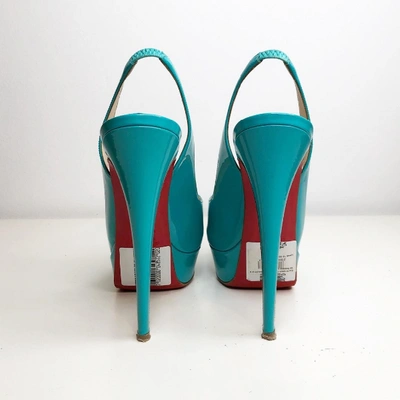 Pre-owned Christian Louboutin Turquoise Patent Leather Sandals