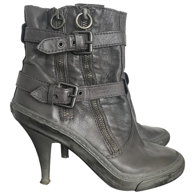 Pre-owned Ash Grey Leather Ankle Boots