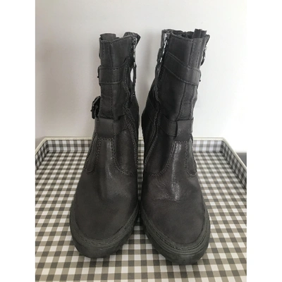 Pre-owned Ash Grey Leather Ankle Boots