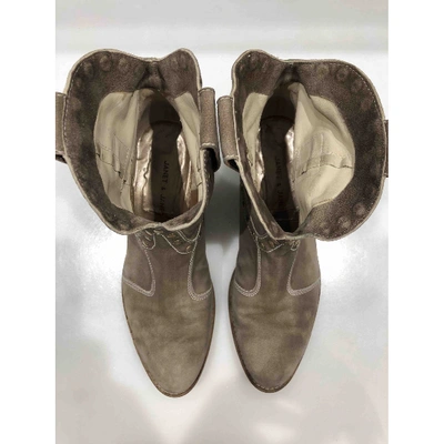 Pre-owned Janet & Janet Western Boots In Khaki