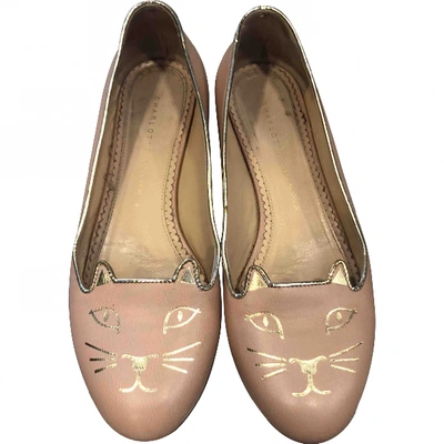 Pre-owned Charlotte Olympia Leather Ballet Flats In Pink