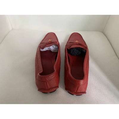 Pre-owned Prada Red Leather Flats