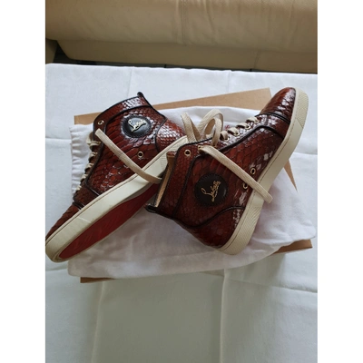 Pre-owned Christian Louboutin Patent Leather Trainers In Brown
