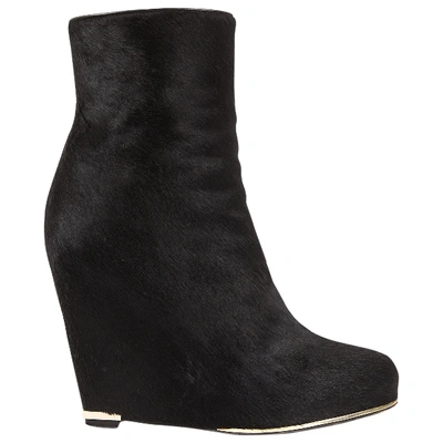 Pre-owned Givenchy Pony-style Calfskin Ankle Boots In Black