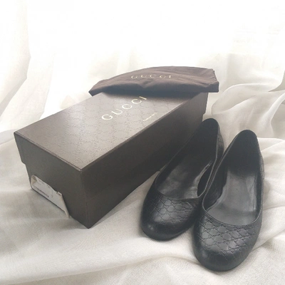 Pre-owned Gucci Leather Ballet Flats In Black