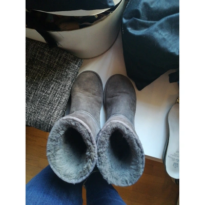 Pre-owned Ugg Grey Leather Ankle Boots