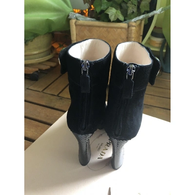 Pre-owned Prada Black Suede Ankle Boots