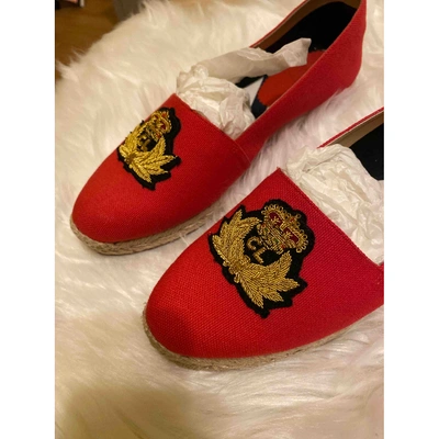 Pre-owned Christian Louboutin Red Synthetic Espadrilles