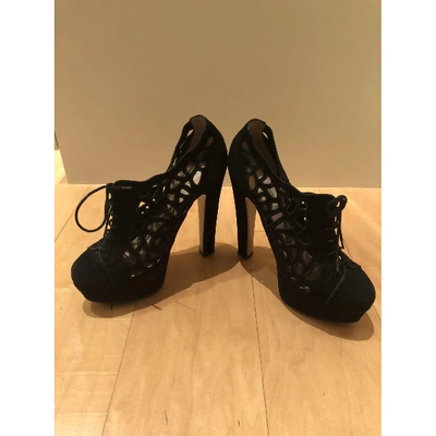 Pre-owned Valentino Garavani Lace Up Boots In Black