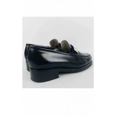 Pre-owned Gucci Black Leather Flats