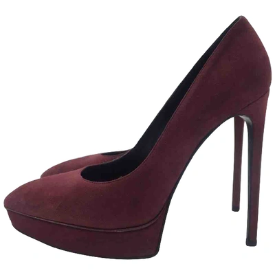 Pre-owned Saint Laurent Heels In Burgundy