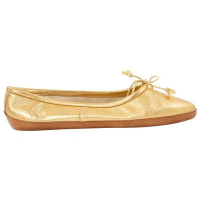 Pre-owned Ferragamo Gold Leather Ballet Flats