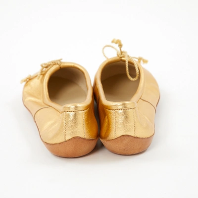 Pre-owned Ferragamo Gold Leather Ballet Flats