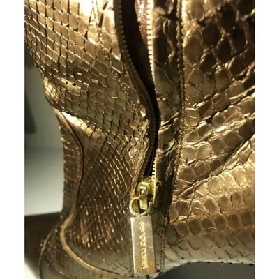 Pre-owned Sergio Rossi Gold Python Boots