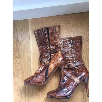 Pre-owned Luis Onofre Patent Leather Boots In Brown