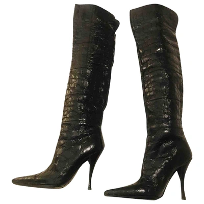 Pre-owned Dolce & Gabbana Black Patent Leather Boots