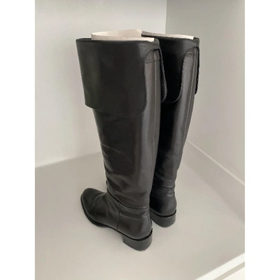 Pre-owned Casadei Leather Riding Boots In Black