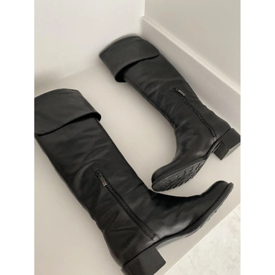 Pre-owned Casadei Leather Riding Boots In Black