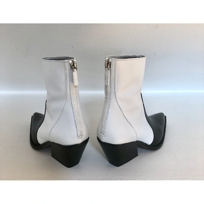 Pre-owned Givenchy Leather Western Boots In White