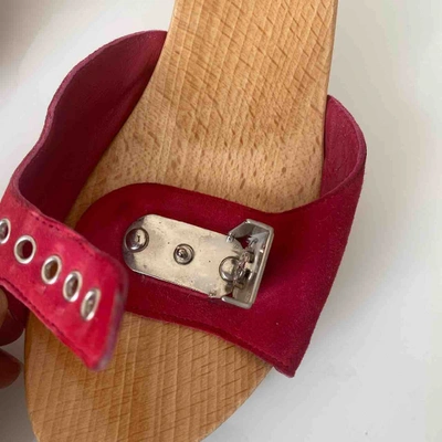 Pre-owned Chanel Red Suede Mules & Clogs