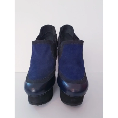 Pre-owned Aperlai Blue Leather Boots