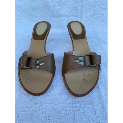 Pre-owned Casadei Leather Mules In Brown
