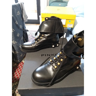 Pre-owned Pinko Leather Boots In Black