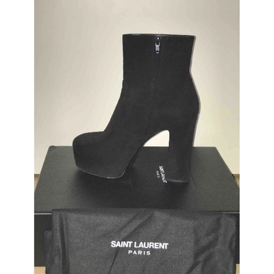 Pre-owned Saint Laurent Billy Ankle Boots In Black